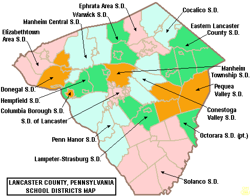 Map of Lancaster County School Districts